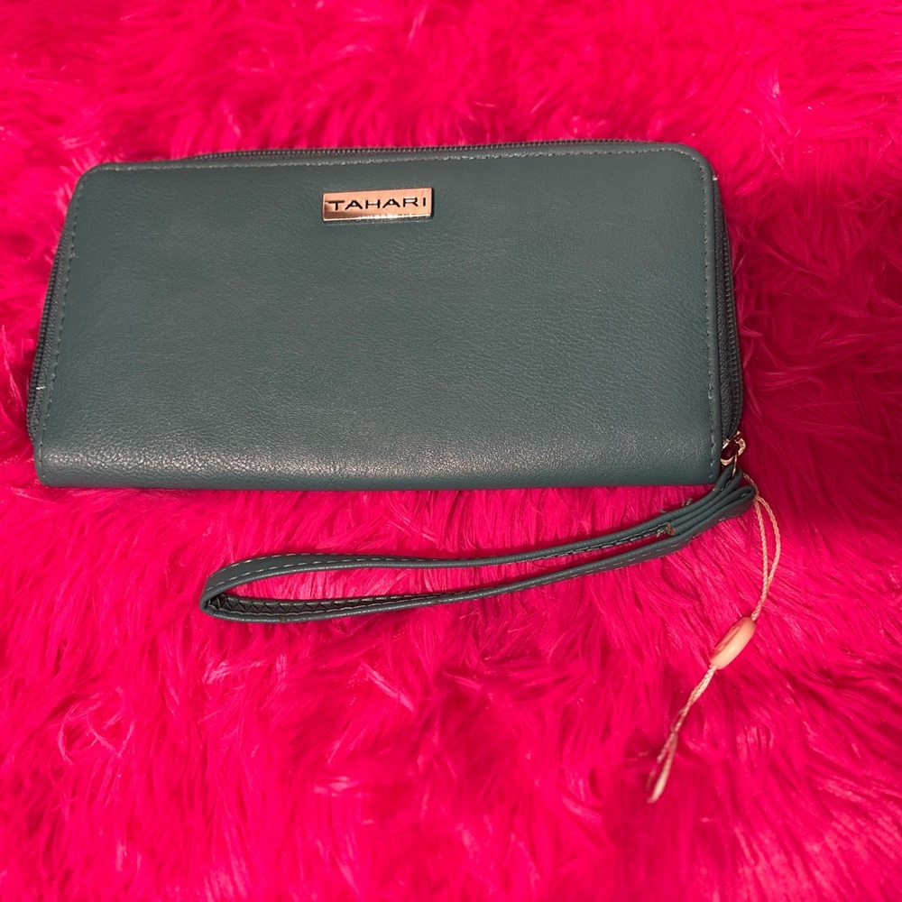 Tahari Teal Wristlet Clutch